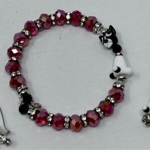 Puppy earrings and bracelet set